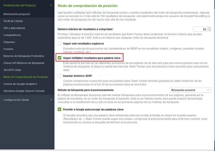 Modo de comprobación de Posición