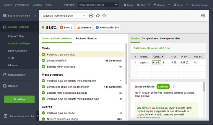 Optimización de contenidos - Auditoría de Página